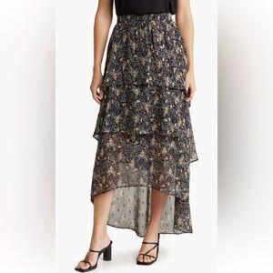 Floral Black and Gold Women's Skirt